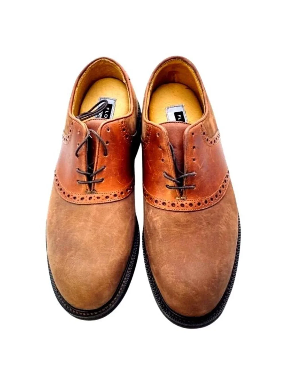 Florsheim Wingtip Oxford Tan and Brown Leather and Suede Mens Shoes 7 1/2 D Comf